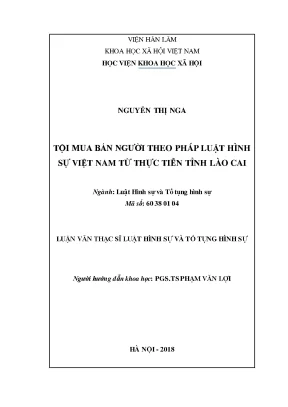 Tội mua bán người theo quy định của pháp luật hình sự việt nam từ thực tiễn tỉnh lào cai