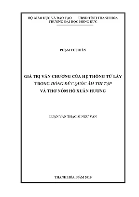 Giá trị văn chương của hệ thống từ láy trong hồng đức quốc âm thi tập và thơ nôm hồ xuân hương