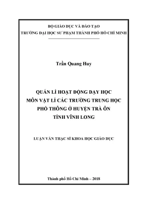 Luận văn quản lí hoạt động dạy học môn vật lí các trường trung học phổ thông ở huyện trà ôn tỉnh vĩnh long