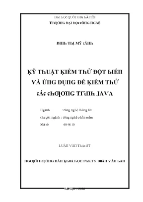 Luận văn kỹ thuật kiểm thử đột biến và ứng dụng để kiểm thử các chương trình java