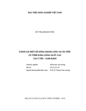 Luận văn đánh giá một số dòng khang dân 18 cải tiến có tiềm năng năng suất cao tại ý yên nam định