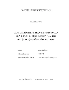Luận văn đánh giá tình hình thực hiện phương án quy hoạch sử dụng đất đến năm 2020 huyện thuận thành tỉnh bắc ninh