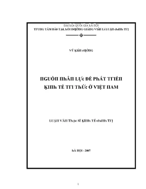 Luận văn nguồn nhân lực để phát triển kinh tế tri thức ở việt nam