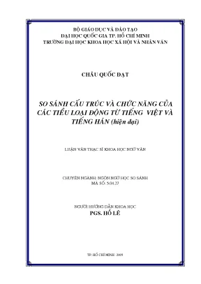 So sánh cấu trúc và chức năng của các tiểu loại động từ tiếng việt và tiếng hán hiện đại