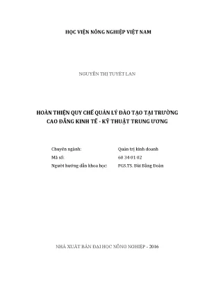 Luận văn hoàn thiện quy chế quản lý đào tạo tại trường cao đẳng kinh tế kỹ thuật trung ương