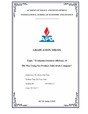 Luận văn evaluation business efficiency of 584 nha trang sea product joint stock company
