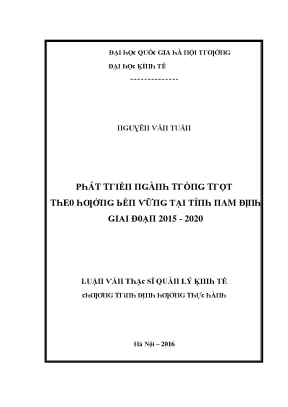 Luận văn phát triển ngành trồng trọt theo hướng bền vững tại tỉnh nam định giai đoạn 2015 2020