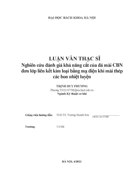 Nghiên cứu đánh giá khả năng cắt của đá mài cbn đơn lớp liên kết kim loại bằng mạ điện khi mài thép các bon nhiệt luyện
