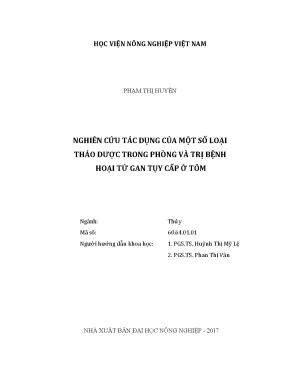 Luận văn nghiên cứu tác dụng của một số loại thảo dược trong phòng và trị bệnh hoại tử gan tụy cấp ở tôm