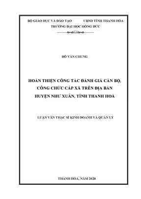 Hoàn thiện công tác đánh giá cán bộ công chức cấp xã trên địa bàn huyện như xuân tỉnh thanh hoá