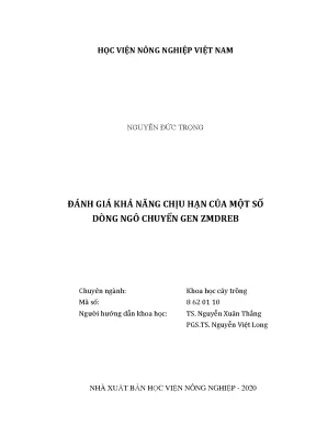 Luận văn đánh giá khả năng chịu hạn của một số dòng ngô chuyển gen zmdreb