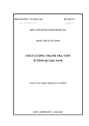 Luận văn chất lượng thanh tra viên ở tỉnh quảng nam