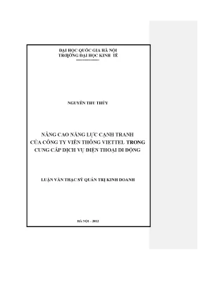 Luận văn nâng cao năng lực cạnh tranh của công ty viễn thông viettel trong cung cấp dịch vụ điện thoại di động