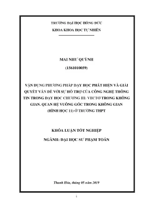 Vận dụng phương pháp dạy học phát hiện và giải quyết vấn đề với sự hỗ trợ của 9 công nghệ thông tin trong dạy học chương iii vectơ trong không gian quan hệ vuông góc trong không gian hình học 11
