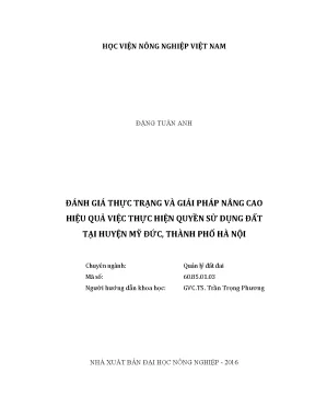 Luận văn đánh giá thực trạng và giải pháp nâng cao hiệu quả việc thực hiện quyền sử dụng đất tại huyện mỹ đức thành phố hà nội