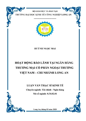 Luận văn hoạt động bảo lãnh tại ngân hàng thương mại cổ phần ngoại thương việt nam chi nhánh long an