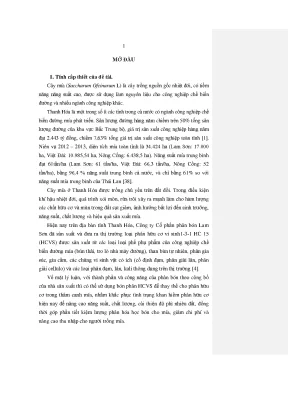 Nghiên cứu khả năng sử dụng phân hữu cơ vi sinh 1 3 1 hc15 thay thế cho phân chuồng trong thâm canh cây mía trên đất đồi vùng lam sơn thanh hóa