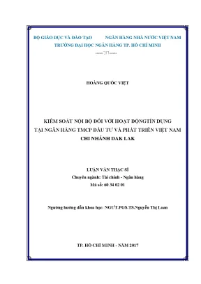Tài liệu kiểm soát nội bộ đối với hoạt động tín dụng