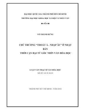 Chủ trương thoát á nhập âu ở nhật bản thời cận đại từ góc nhìn văn hóa học