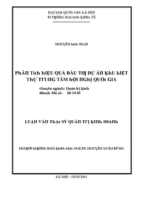 Luận văn phân tích hiệu quả dự án đầu tư khu biệt thự trung tâm hội nghị quốc gia