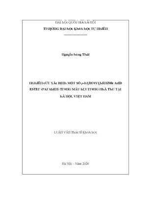 Luận văn thạc sĩ nghiên cứu xác định một số p hydroxybenzoic acid ester paraben trong mẫu bụi trong nhà thu tại hà nội việt nam vnu lvts08w