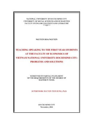 Teaching speaking to the first year students at the faculty of economics of vietnam national university hochiminh city problems and solutions