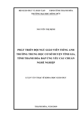 Phát triển đội ngũ giáo viên tiếng anh trường trung học cơ sở huyện tĩnh gia tỉnh thanh hóa đáp ứng yêu cầu chuẩn nghề nghiệp
