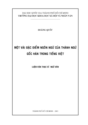 Một vài đặc điểm ngôn ngữ của thành ngữ gốc hán trong tiếng việt