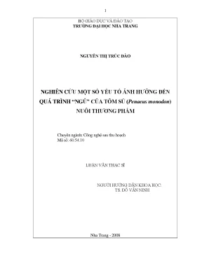 Nghiên cứu một số yếu tố ảnh hưởng đến quá trình ngủ của tôm sú penaeus monodon nuôi thương phẩm