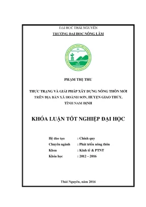 Luận văn thực trạng và giải pháp xây dựng mô hình nông thôn mới trên địa bàn xã hoành sơn huyện giao thủy tỉnh nam định