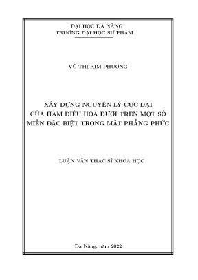 Xây dựng nguyên lý cực đại của hàm điều hoà dưới trên một số miền đặc biệt trong mặt phẳng phức