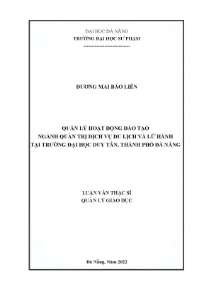 Quản lý hoạt động đào tạo ngành quản trị dịch vụ du lịch và lữ hành tại trường đại học duy tân thành phố đà nẵng