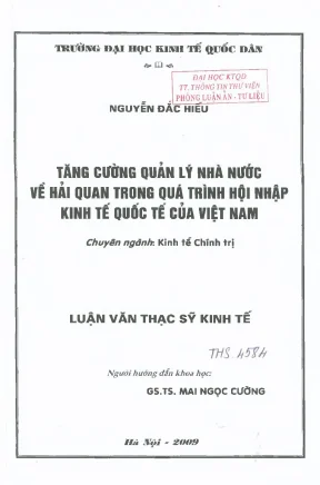 Tăng cường quản lý nhà nước về hải quan trong quá trình hội nhập kinh tế quốc tế của việt nam