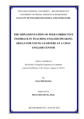 The implementation of peer corrective feedback in teaching english speaking skills for young learners at a chau english center m a