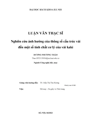 Nghiên cứu ảnh hưởng của thông số cấu trúc vải đến một số tính chất cơ lý của vải kaki