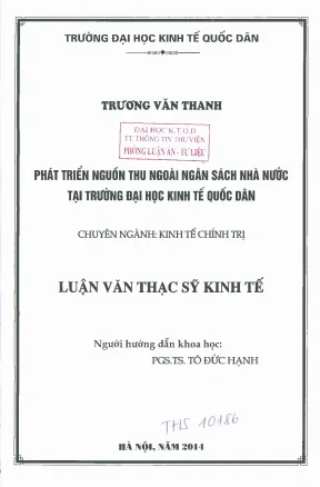 Phát triển nguồn thu ngoài ngân sách nhà nước tại trường đại học kinh tế quốc dân