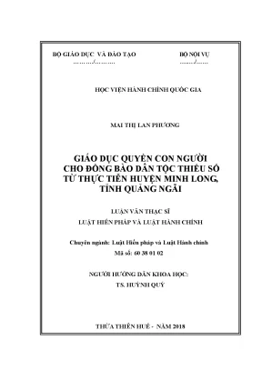 Giáo dục về quyền con người cho đồng bào dân tộc thiểu số từ thực tiễn huyện minh long tỉnh quảng ngãi