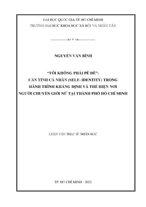 Tôi không phải pê đê căn tính cá nhân self indentity trong hành trình khẳng định và thể hiện nơi người chuyển giới nữ tại thành phố hồ chí minh
