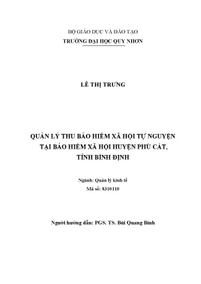 Quản lý thu bảo hiểm xã hội tự nguyện tại bảo hiểm xã hội huyện phù cát tỉnh bình định