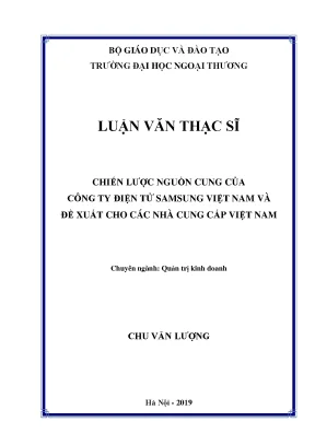 Chiến lược nguồn cung của công ty điện tử samsung việt nam và đề xuất cho các nhà cung cấp việt nam