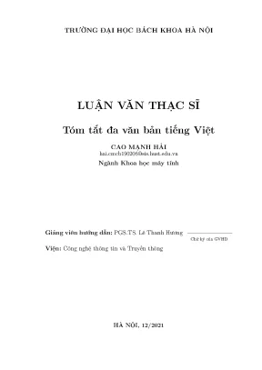 Tóm tắt đa văn bản tiếng việt