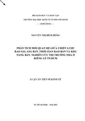 Phân tích mối quan hệ giữa chiến lược rao giá giá bán thời gian rao bán và khả năng bán nghiên cứu thị trường nhà ở riêng lẻ tp hcm