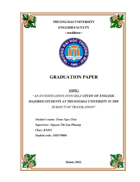 An investigation into self study of englishmajored students at thuongmai university in the subject of translation
