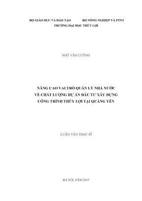 Nâng cao vai trò quản lý nhà nước về chất lượng dự án đầu tư xây dựng công trình thủy lợi tại quảng yên