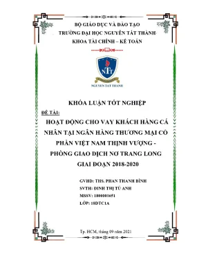 Hoạt động cho vay khách hàng cá nhân tại ngân hàng thương mại cổ phần việt nam thịnh vượng phòng giao dịch nơ trang long giai đoạn 2018 2020