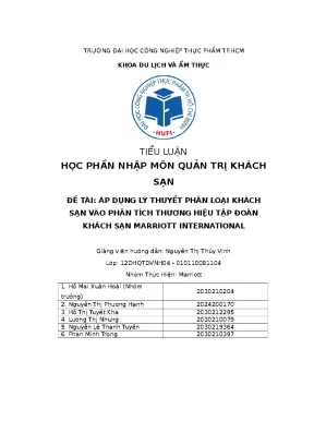 Đề tài áp dụng lý thuyết phân loại khách sạn vào phân tích thương hiệu tập đoàn khách sạn marriott international