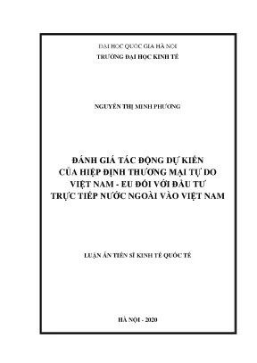 Đánh giá tác động dự kiến của hiệp định thương mại tự do việt nam eu đối với đầu tư trực tiếp nước ngoài vào việt nam