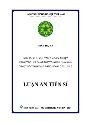 Nghiên cứu chuyển giao kỹ thuật canh tác lúa giảm phát thải khí nhà kính ở một số tỉnh đồng bằng sông cửu long