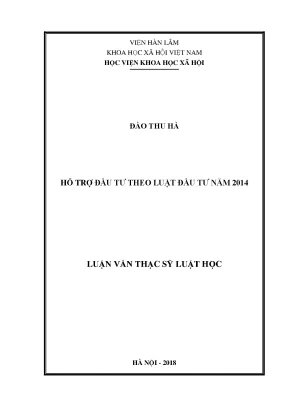 Hỗ trợ đầu tư theo luật đầu tư năm 2014