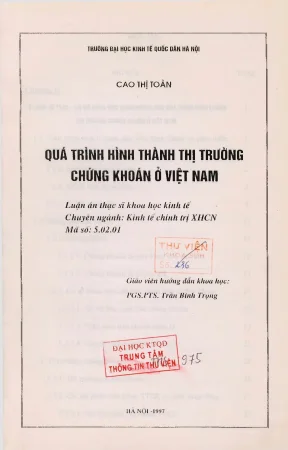 Quá trình hình thành thị trường chứng khoán ở việt nam